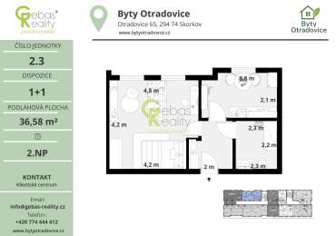 Nový byt 1+1 v projektu Byty Otradovice u Brandýsa nad L. vč. sklepa a parkovacího stání v ceně