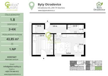 Nový byt 2+kk v projektu Byty Otradovice u Brandýsa nad L. vč. sklepa a parkovacího stání v ceně