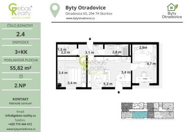 Nový byt 3+kk v projektu Byty Otradovice u Brandýsa nad L. vč. sklepa a parkovacího stání v ceně