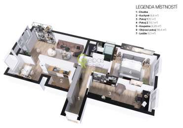 Pronájem bytu 3+1, lodžie, sklep – ulice Hnězdenská, Praha 8 - Troja