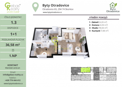 Prodej bytu, 1+1, 38 m²